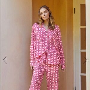 PIYAMA Marlon Long Sleep Set Raspberry Dot Women's Luxury Matching Pajamas XS